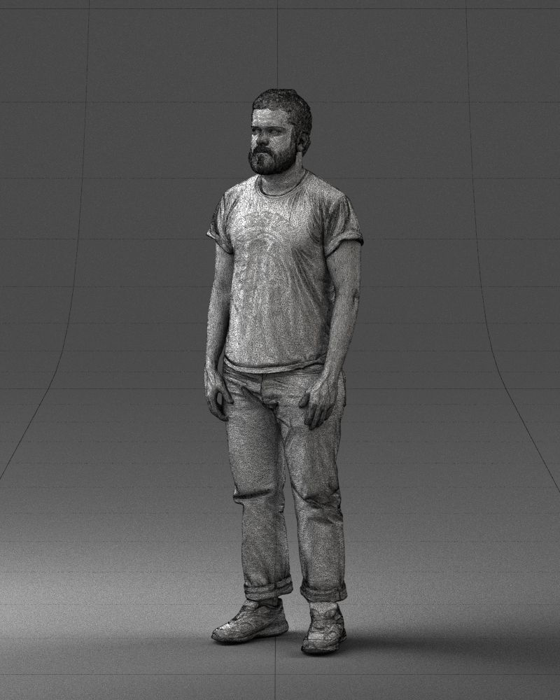 000127 Bearded Man in Graphic TShirt 0521 3D model_74