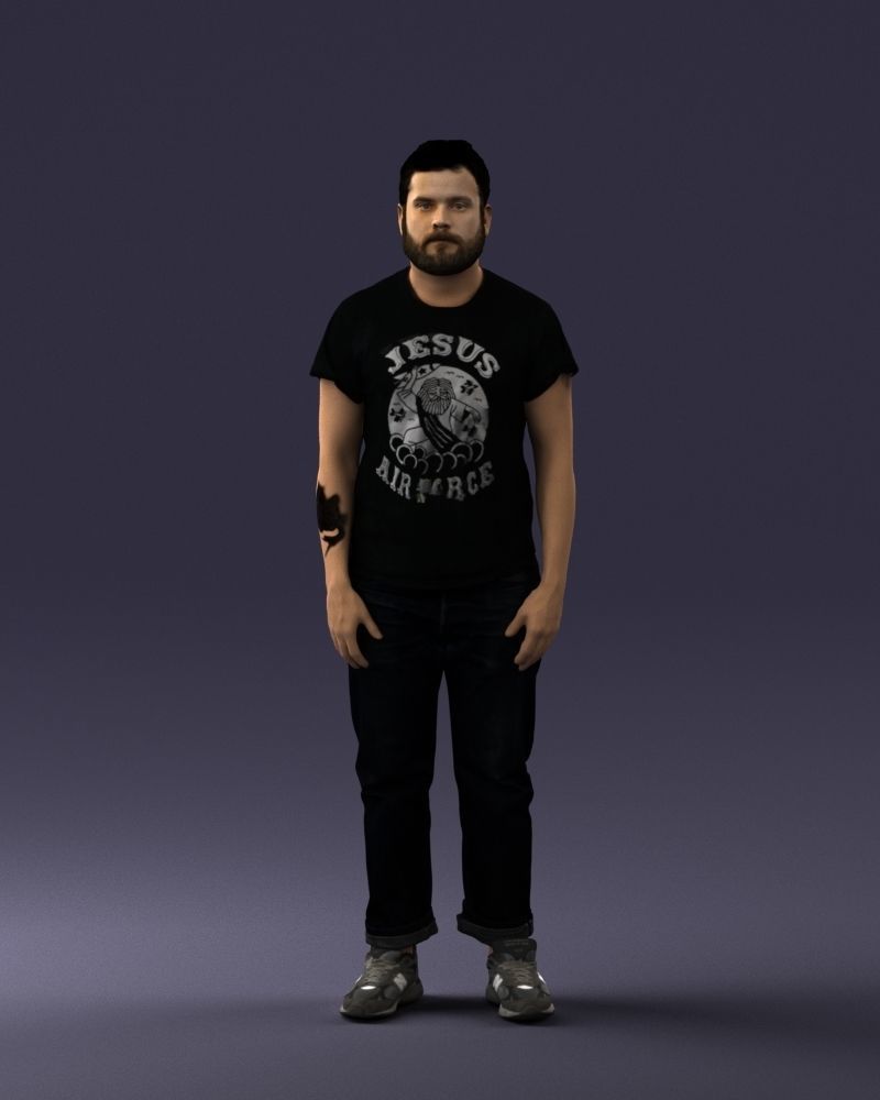 000127 Bearded Man in Graphic TShirt 0521 3D model_84