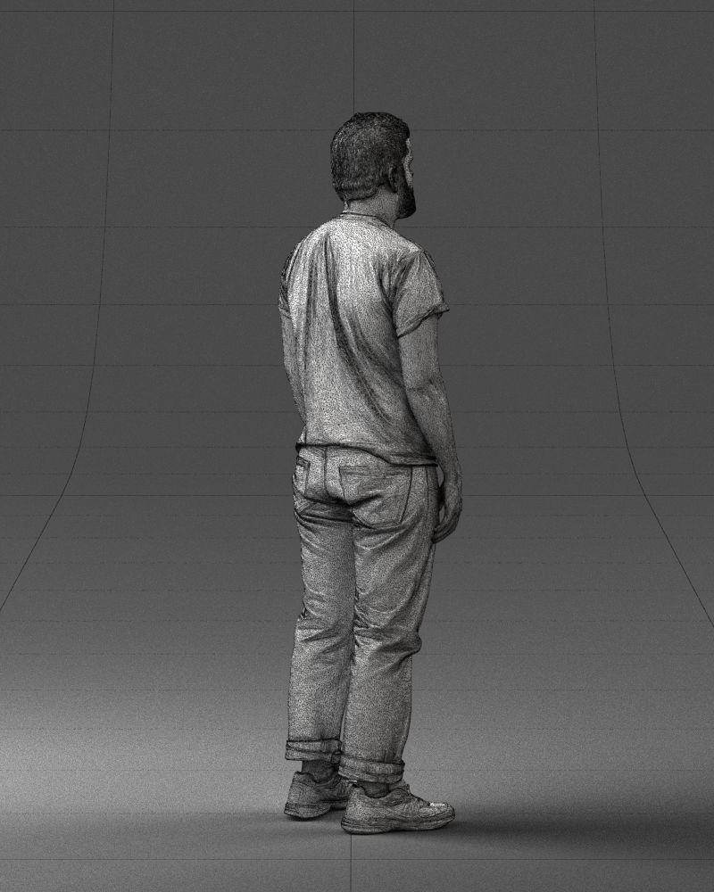 000127 Bearded Man in Graphic TShirt 0521 3D model_38