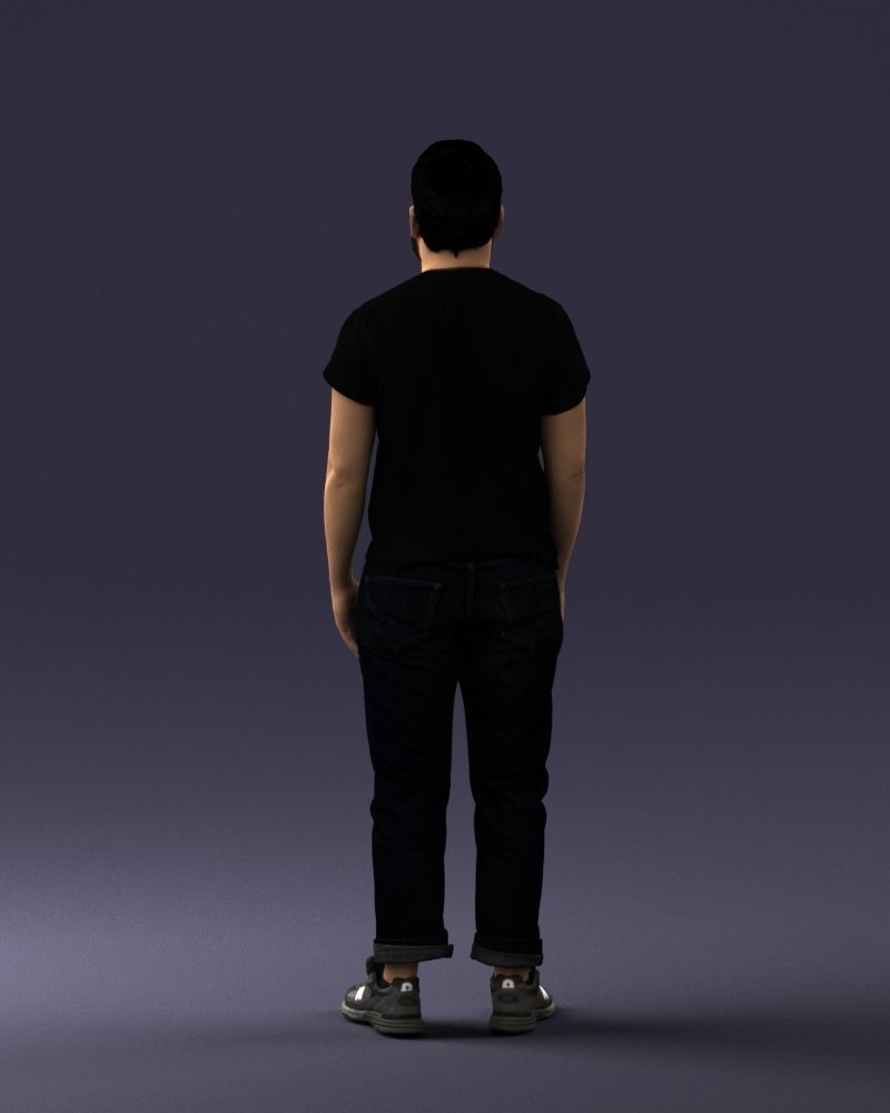 000127 Bearded Man in Graphic TShirt 0521 3D model_45