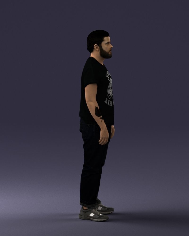000127 Bearded Man in Graphic TShirt 0521 3D model_27