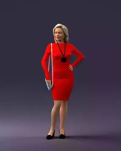 000201 Elegant Woman in Red Dress 1101