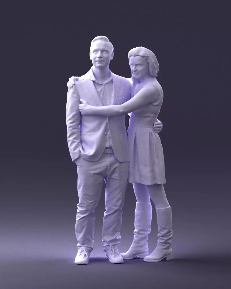 000346 Couple in Casual Outfit 3dp 3D print model_0
