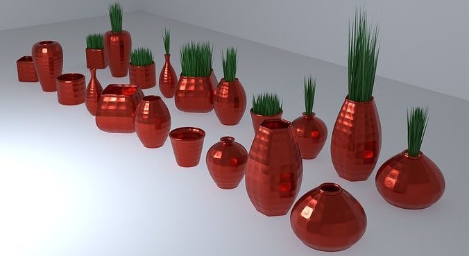 Hammered Copper Pots Collection Low-poly 3D model