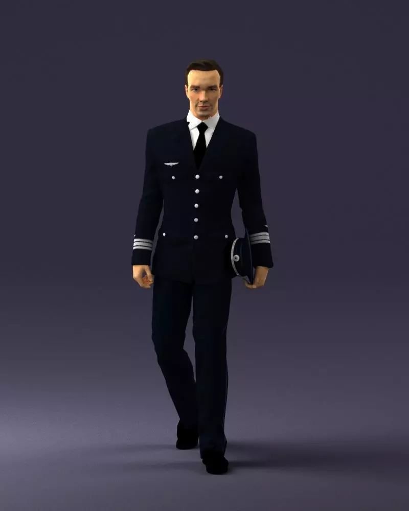 000632 Pilot Figure Walking with Cap STL 3D Scan 3D print model