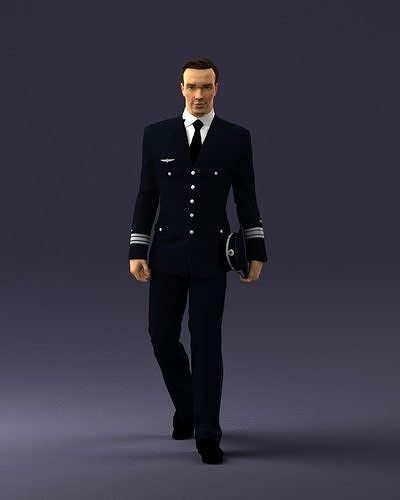 Male pilot in uniform 0296  3D Print Ready 3D print model