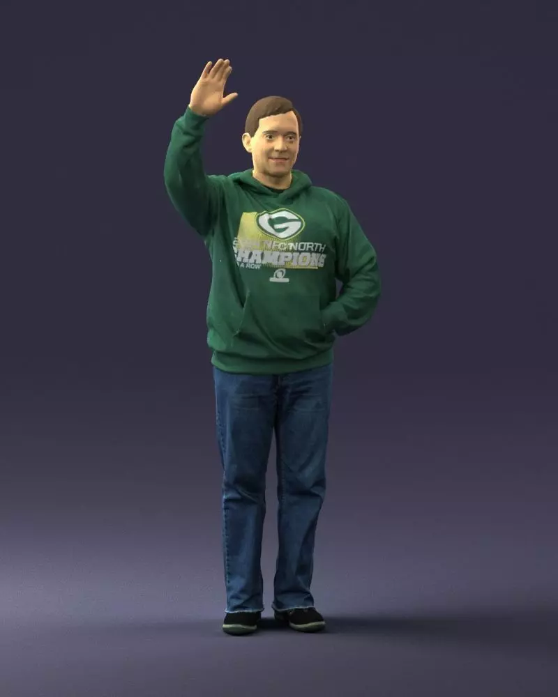 000571 Casual Man Waving Hand Friendly Male Charac STL Miniature 3D print model