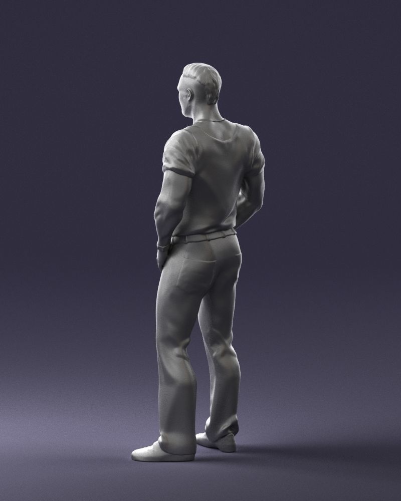 Strong man in a blue t-shirt and jeans 0090 3D Print Ready 3D print model_22