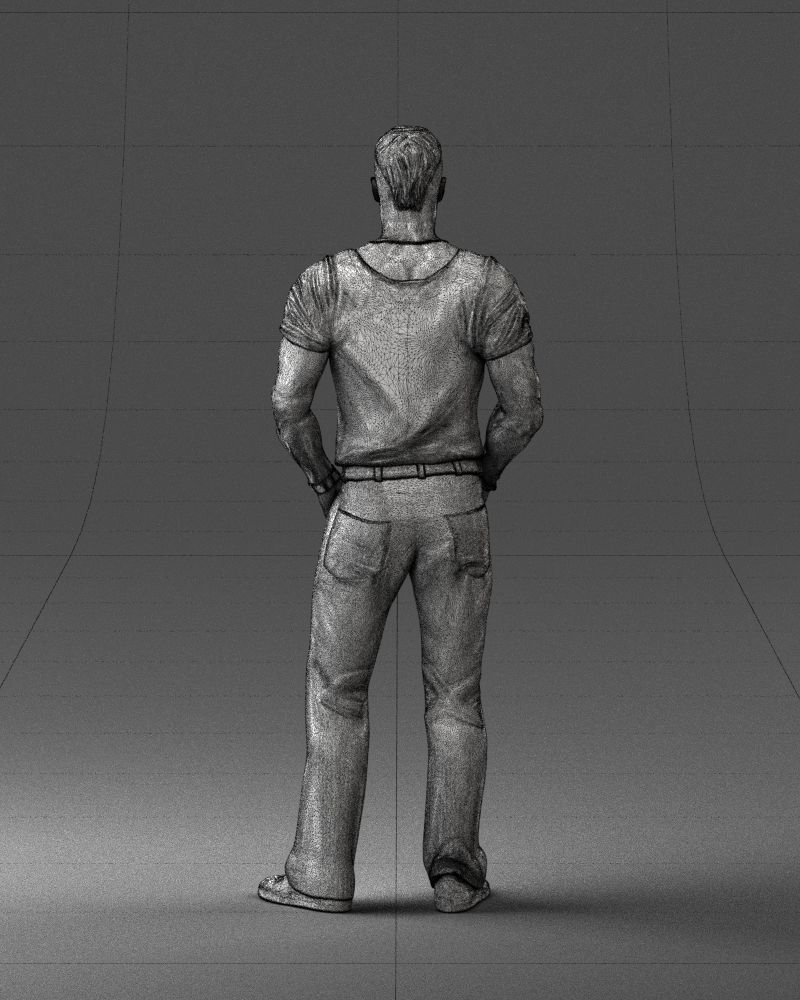 Strong man in a blue t-shirt and jeans 0090 3D Print Ready 3D print model_20