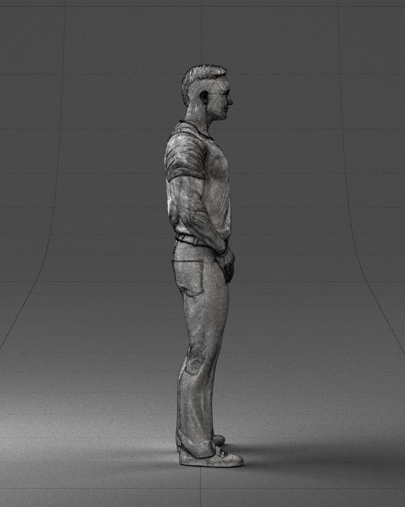 Strong man in a blue t-shirt and jeans 0090 3D Print Ready 3D print model_14