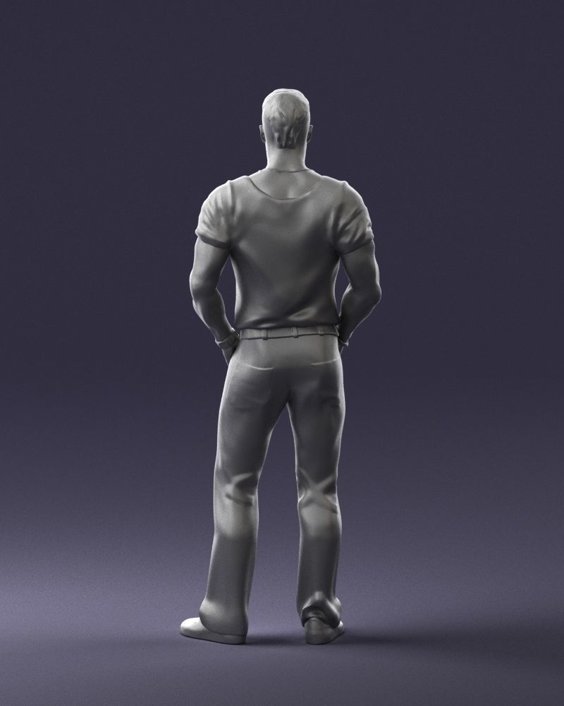 Strong man in a blue t-shirt and jeans 0090 3D Print Ready 3D print model_19