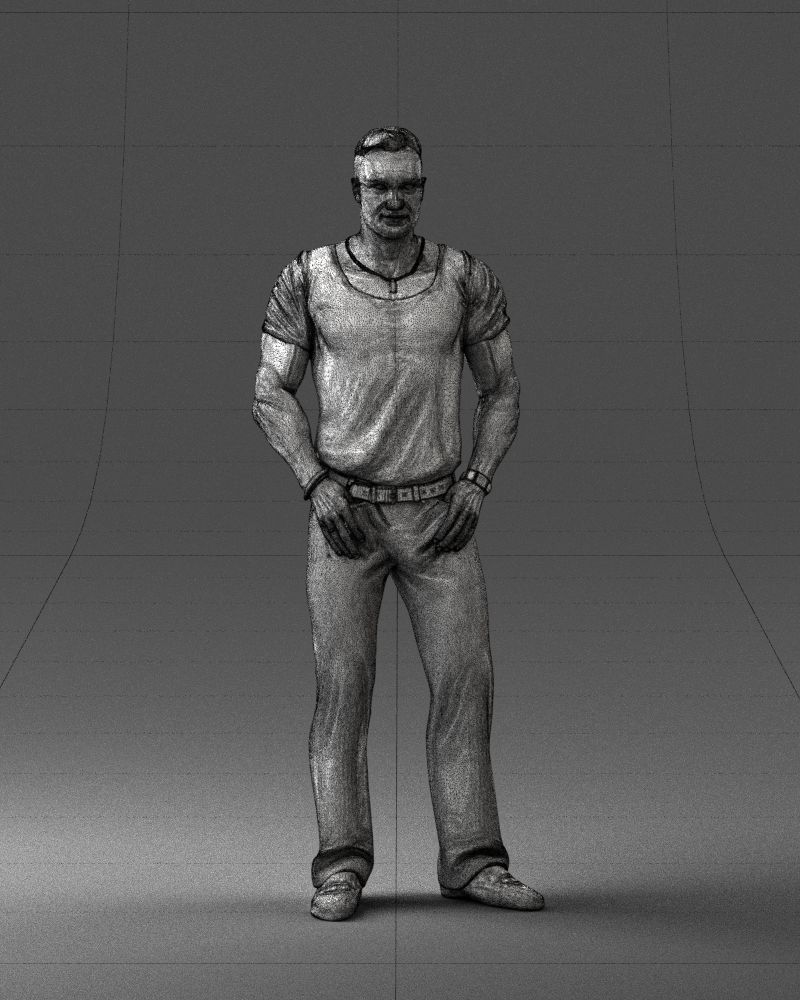 Strong man in a blue t-shirt and jeans 0090 3D Print Ready 3D print model_5