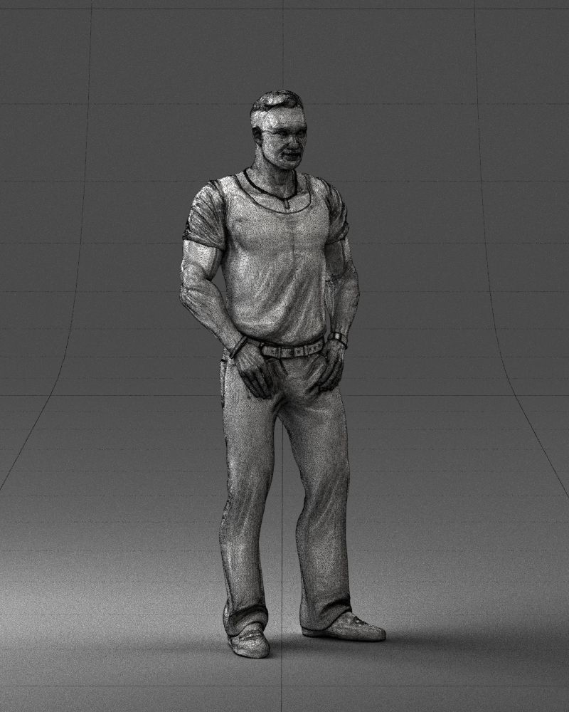 Strong man in a blue t-shirt and jeans 0090 3D Print Ready 3D print model_8