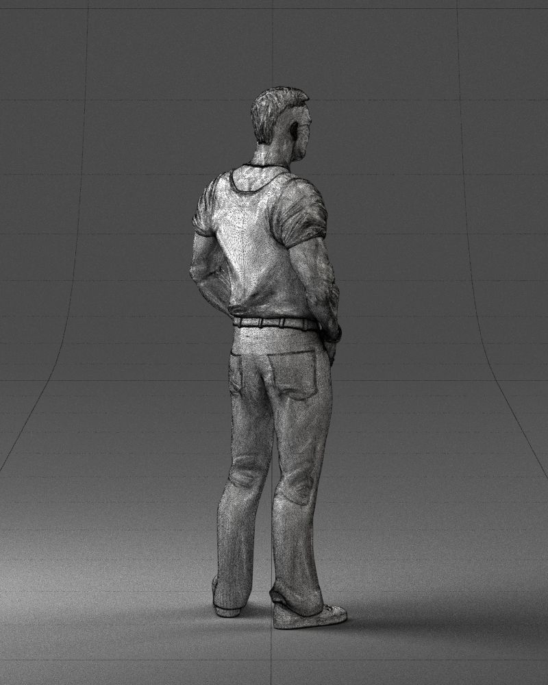 Strong man in a blue t-shirt and jeans 0090 3D Print Ready 3D print model_17