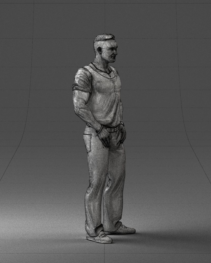 Strong man in a blue t-shirt and jeans 0090 3D Print Ready 3D print model_11