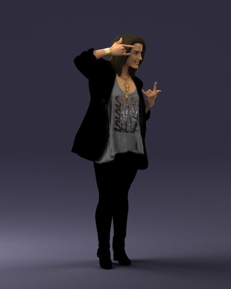 Woman in a black jacket and leggings 0253 3D model_9