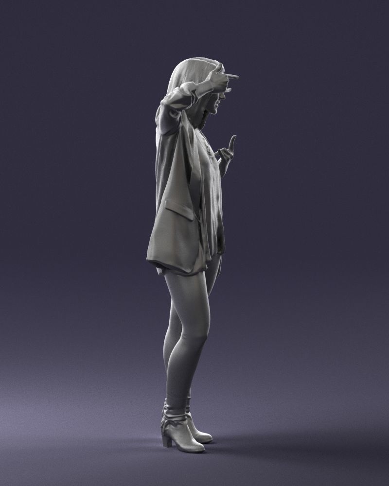 Woman in a black jacket and leggings 0253 3D model_13