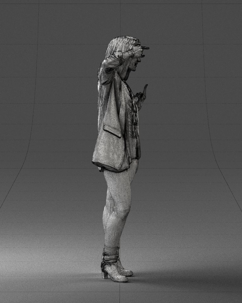 Woman in a black jacket and leggings 0253 3D model_14