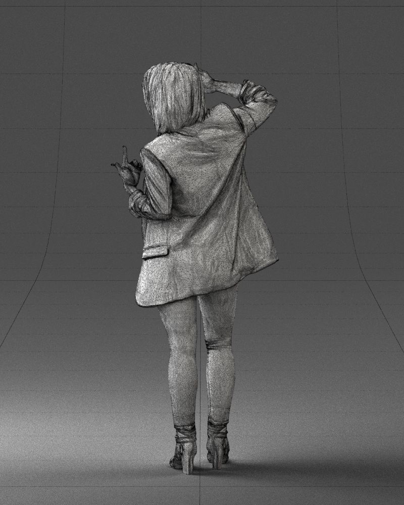 Woman in a black jacket and leggings 0253 3D model_23