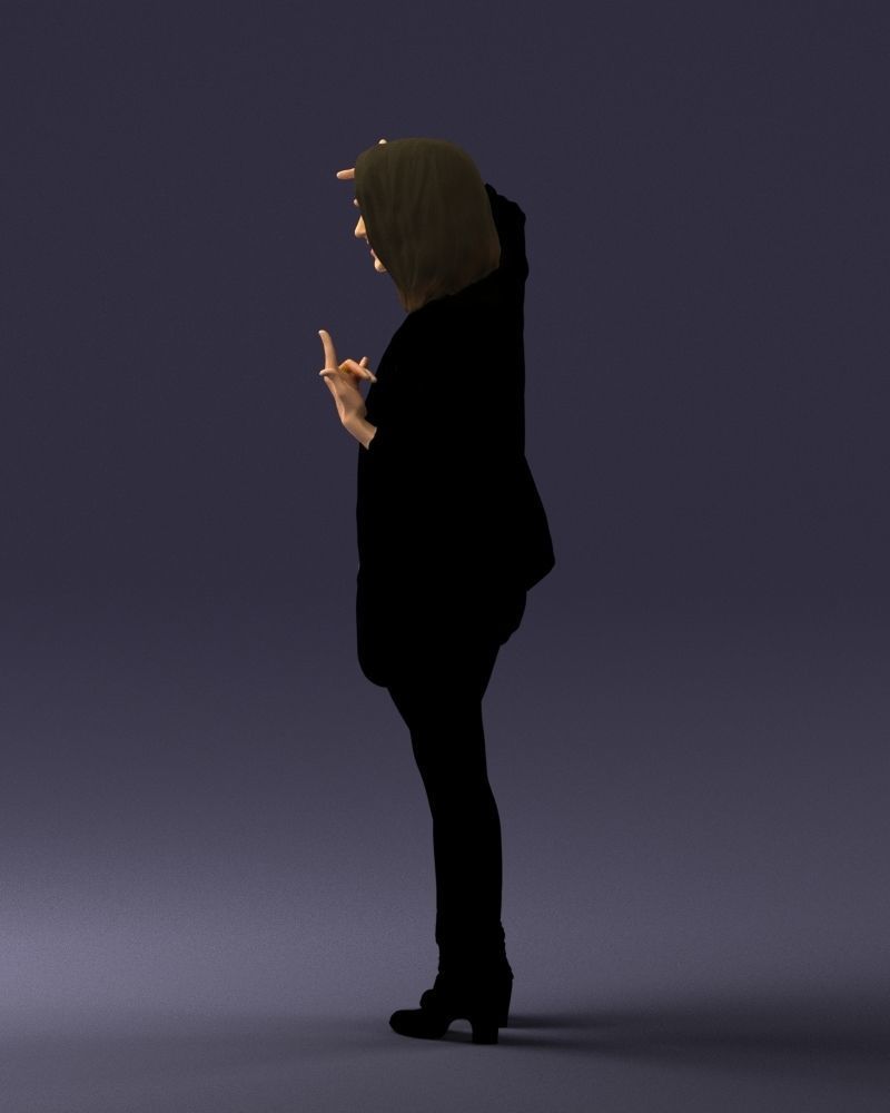 Woman in a black jacket and leggings 0253 3D model_24