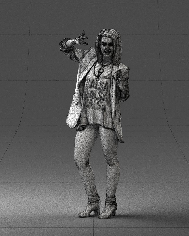 Woman in a black jacket and leggings 0253 3D model_35