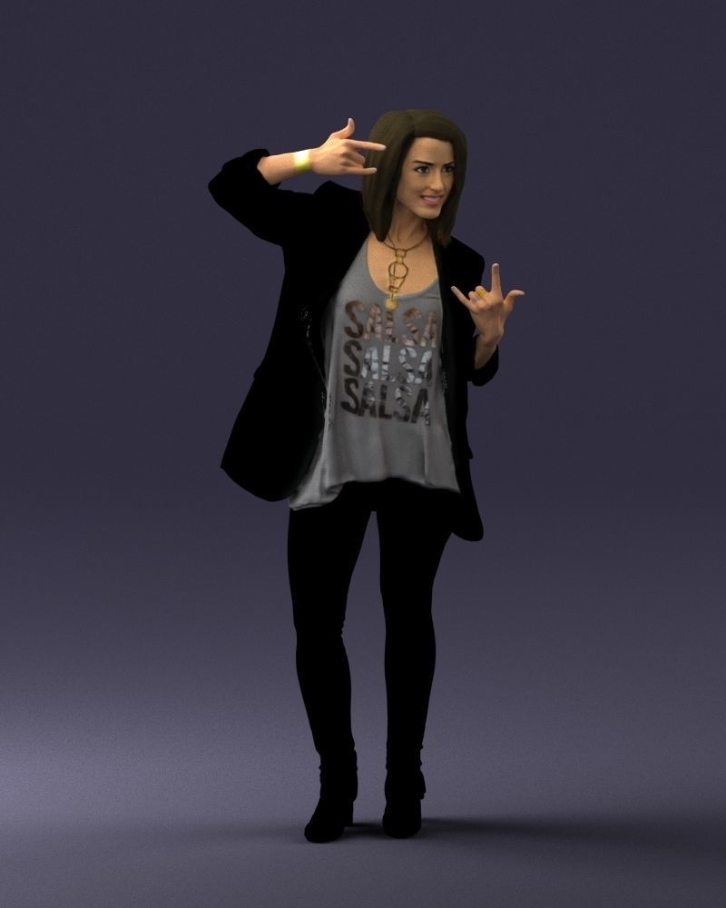 Woman in a black jacket and leggings 0253 3D model_6