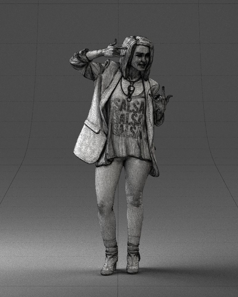 Woman in a black jacket and leggings 0253 3D model_8