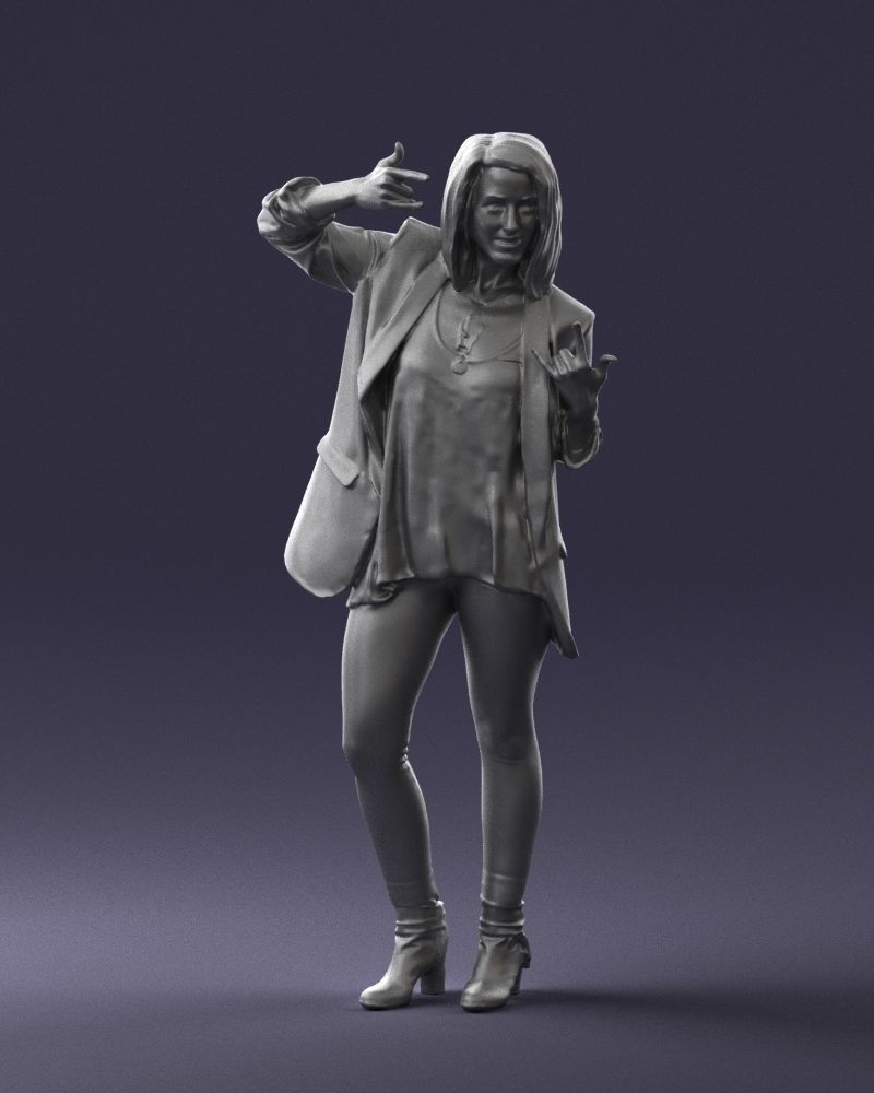 Woman in a black jacket and leggings 0253 3D model_4