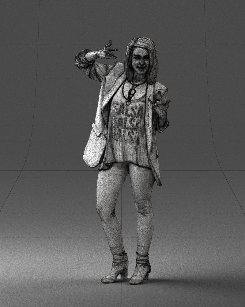 Woman in a black jacket and leggings 0253 3D model_2