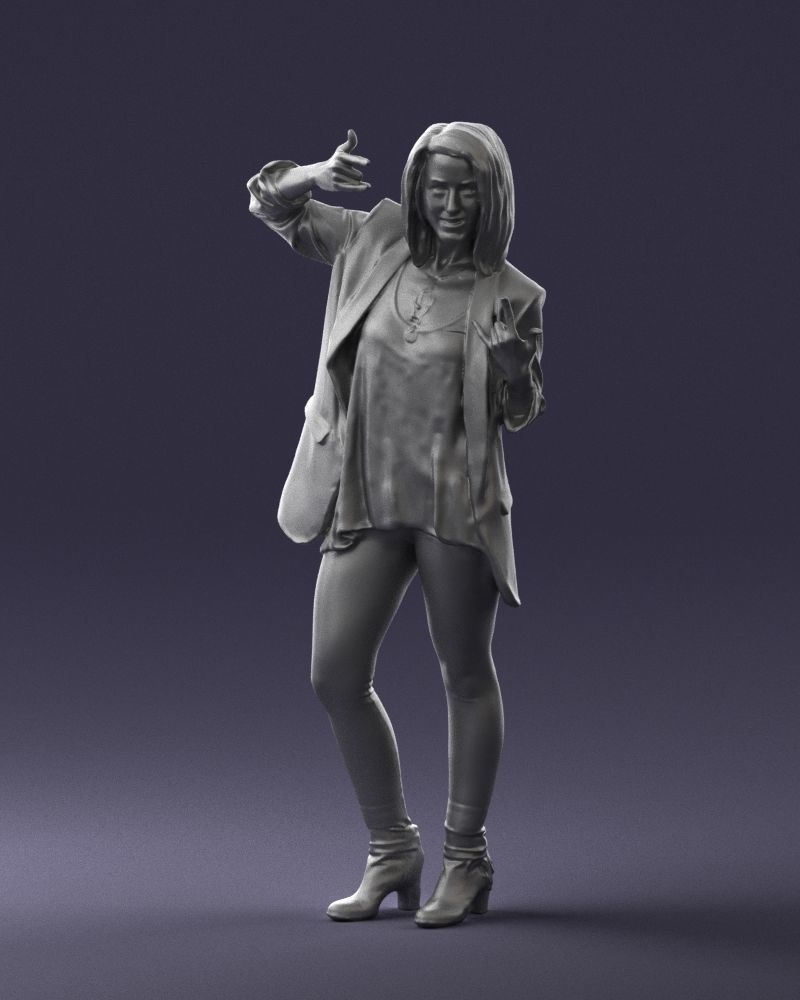 Woman in a black jacket and leggings 0253 3D model_34