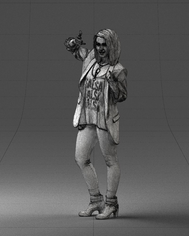 Woman in a black jacket and leggings 0253 3D model_32