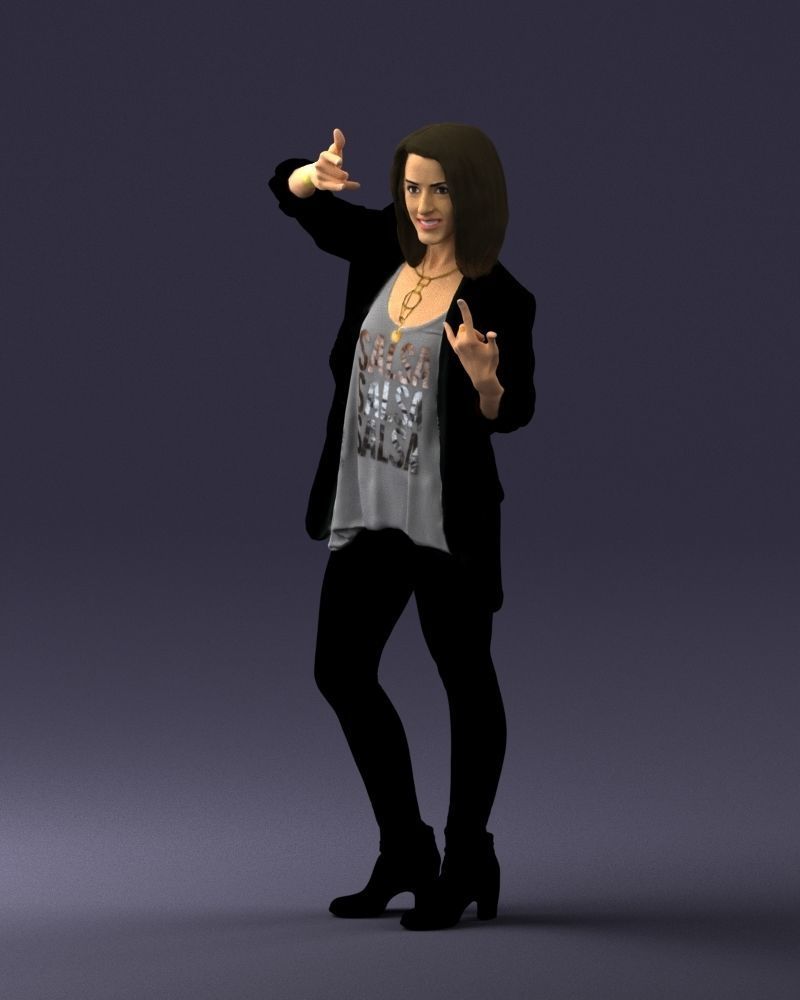 Woman in a black jacket and leggings 0253 3D model_30