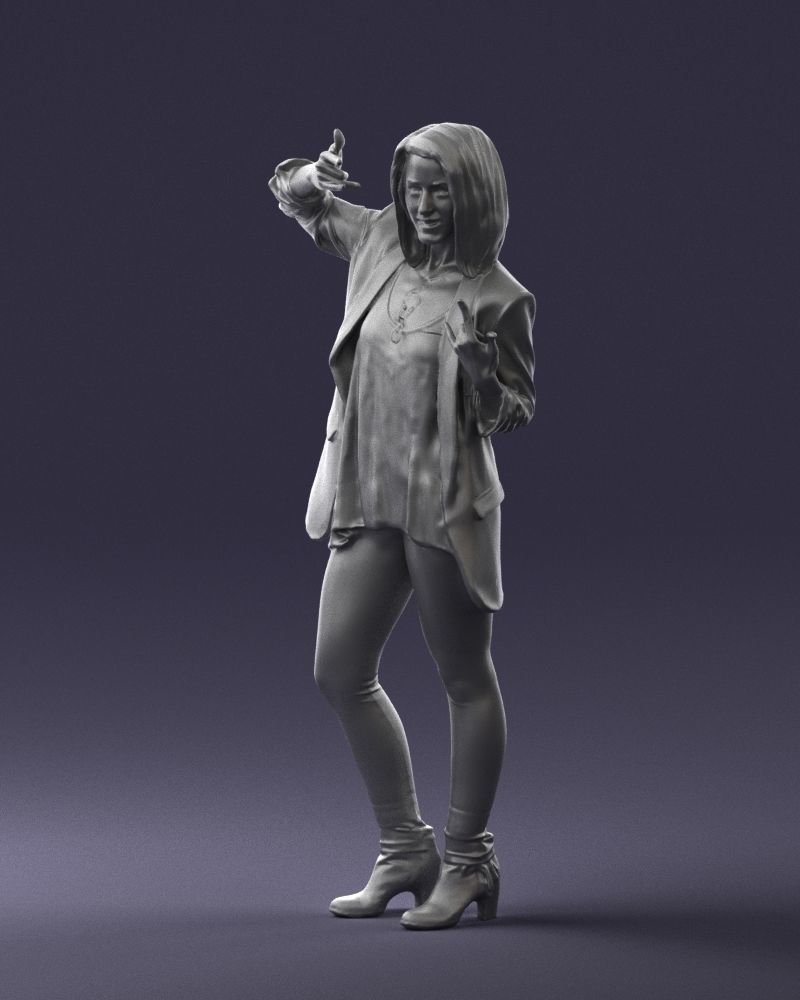 Woman in a black jacket and leggings 0253 3D model_31