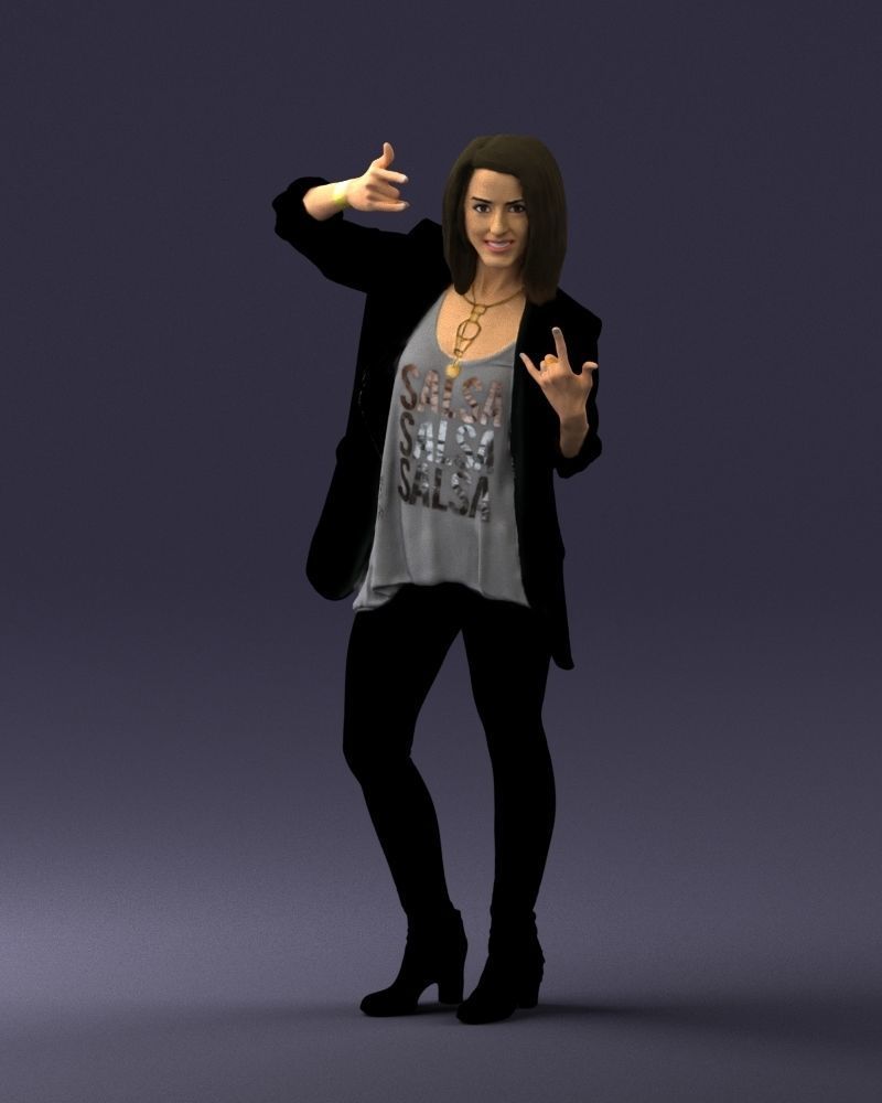 Woman in a black jacket and leggings 0253 3D model_33