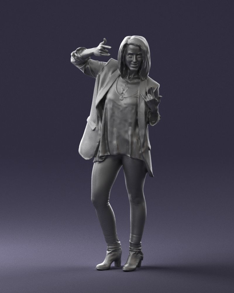 Woman in a black jacket and leggings 0253 3D model_1