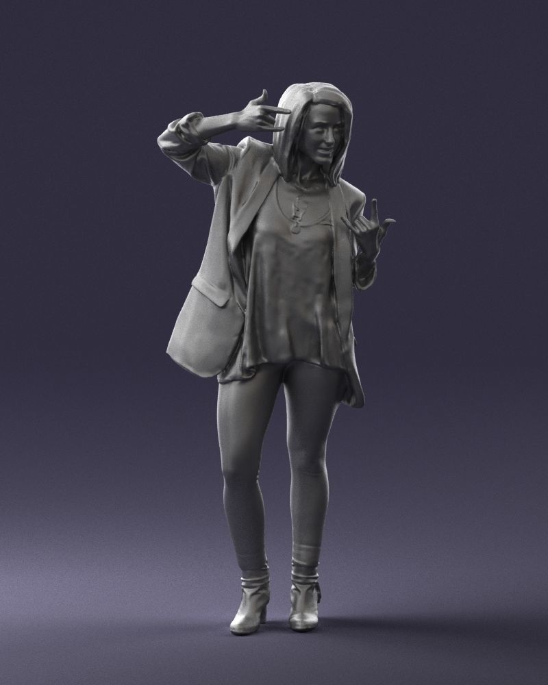 Woman in a black jacket and leggings 0253 3D model_7