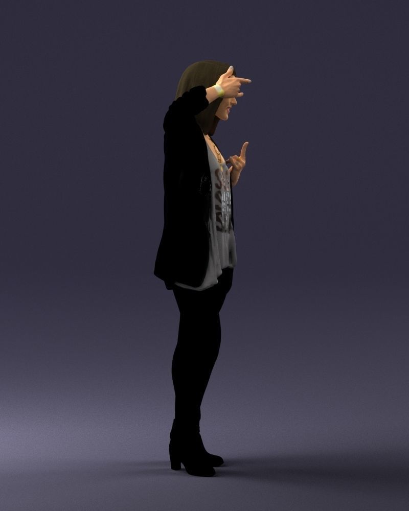Woman in a black jacket and leggings 0253 3D model_12