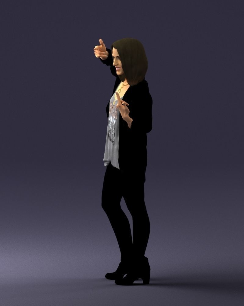 Woman in a black jacket and leggings 0253 3D model_27