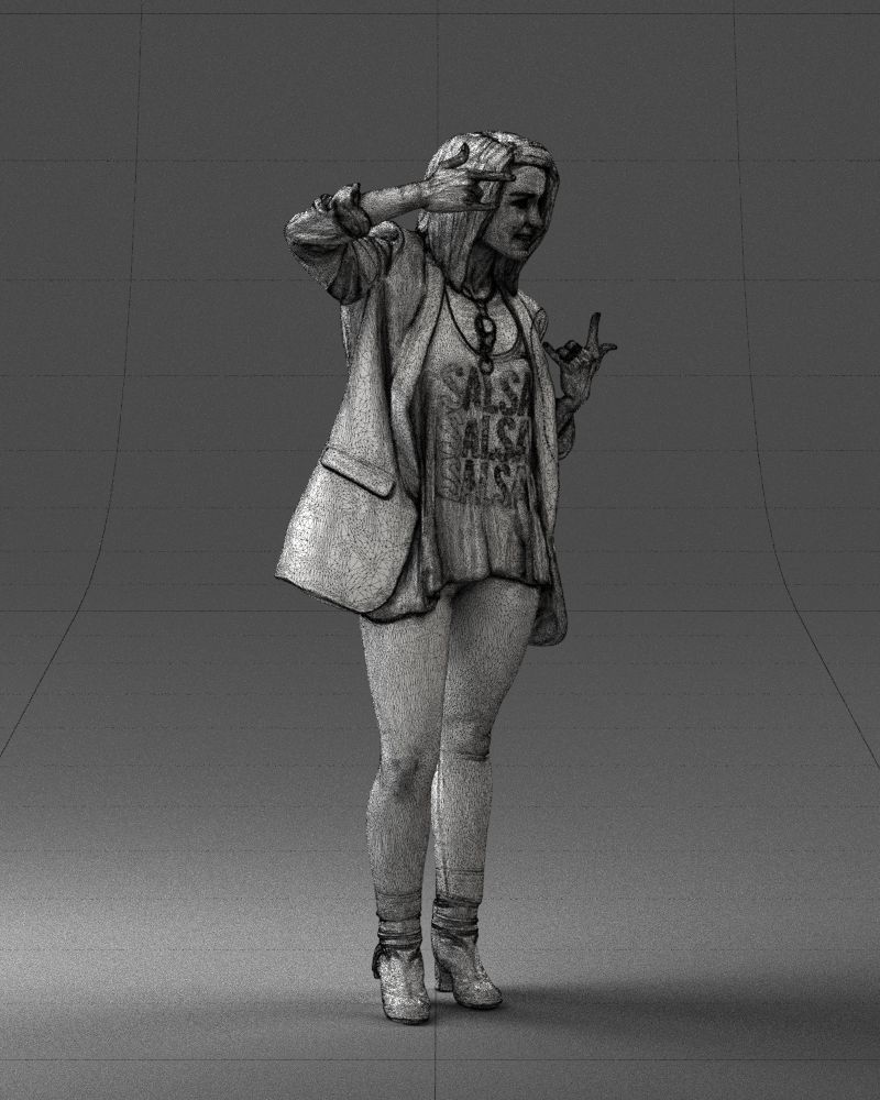 Woman in a black jacket and leggings 0253 3D model_11