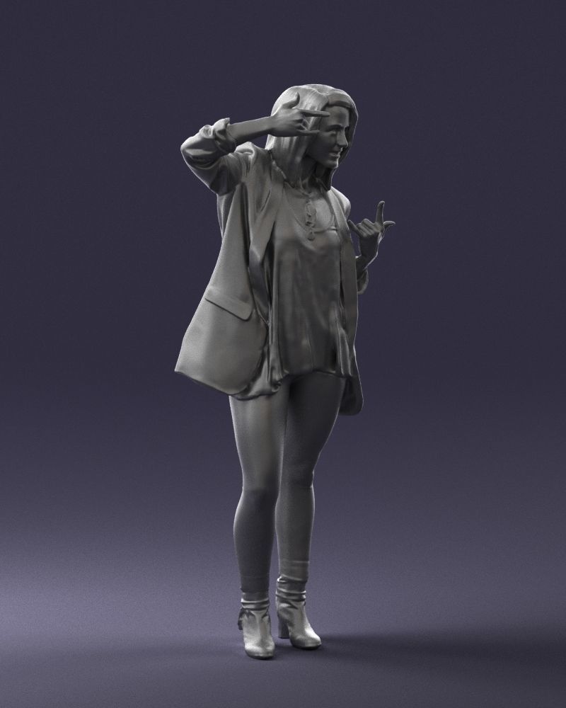 Woman in a black jacket and leggings 0253 3D model_10