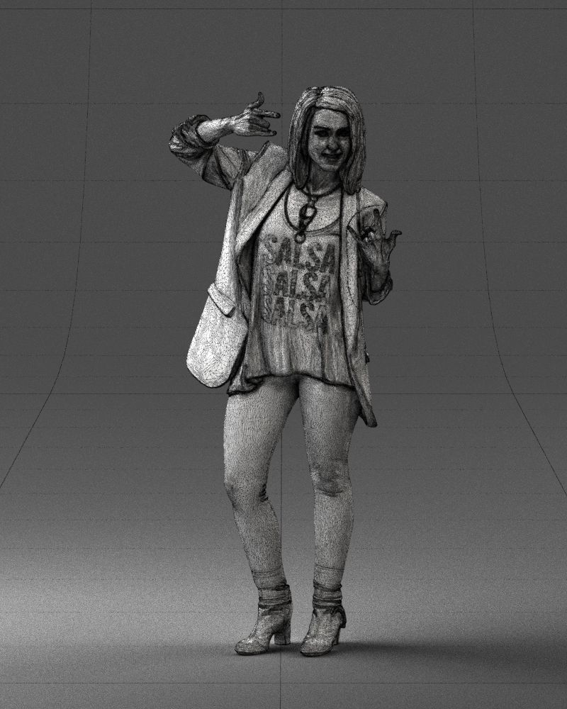 Woman in a black jacket and leggings 0253 3D model_5