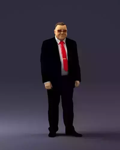 Grandfather in black suit with red tie 0372