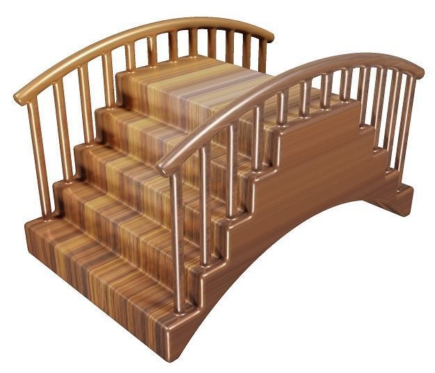 Classic Wooden Cartoon Bridge Low-poly 3D model_1