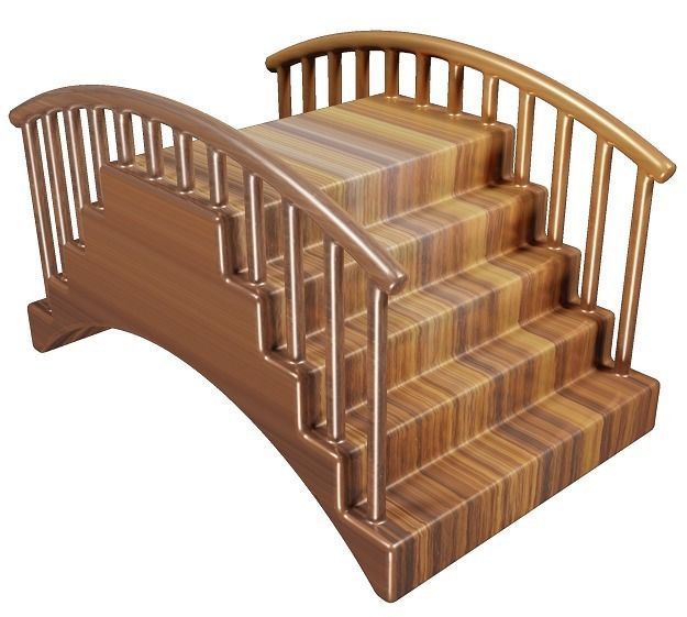 Classic Wooden Cartoon Bridge Low-poly 3D model_2