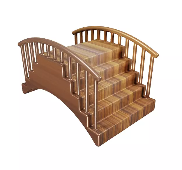 Classic Wooden Cartoon Bridge Low-poly 3D model_0