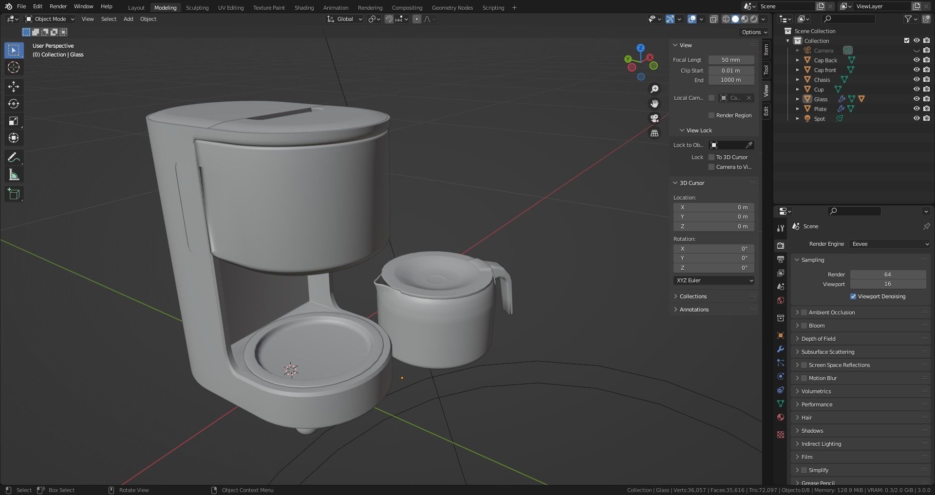 Coffee Machine Braun KF3100 Low-poly 3D model_4
