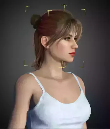 Lucy 3d model woman with hair and shorts