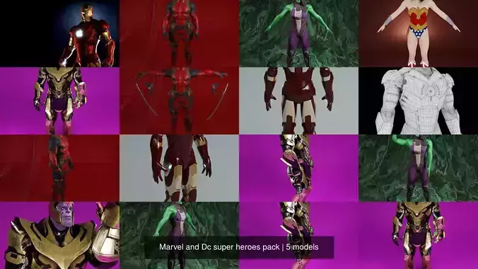 Marvel and Dc super heroes pack 3D Model Collection