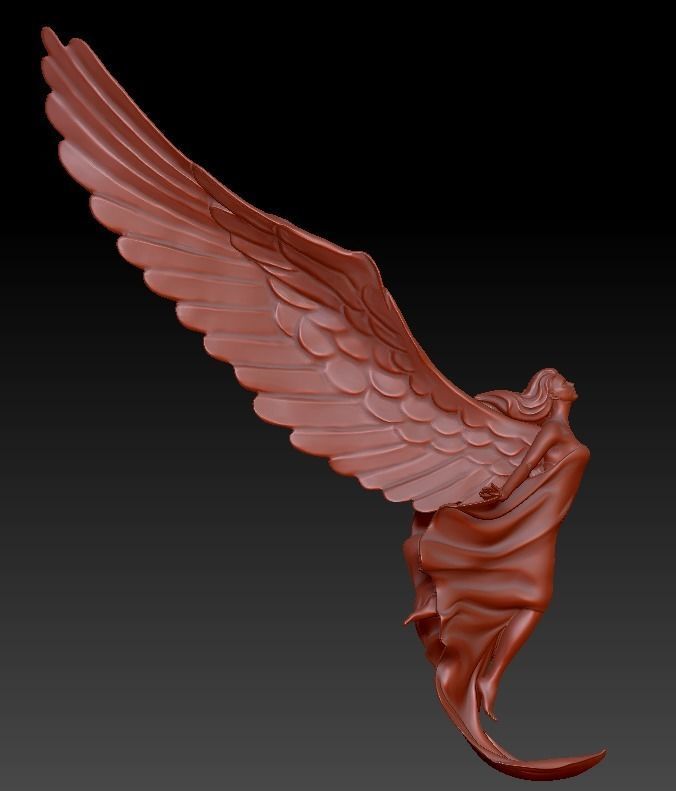 angel statue of with wings 3D print model_2