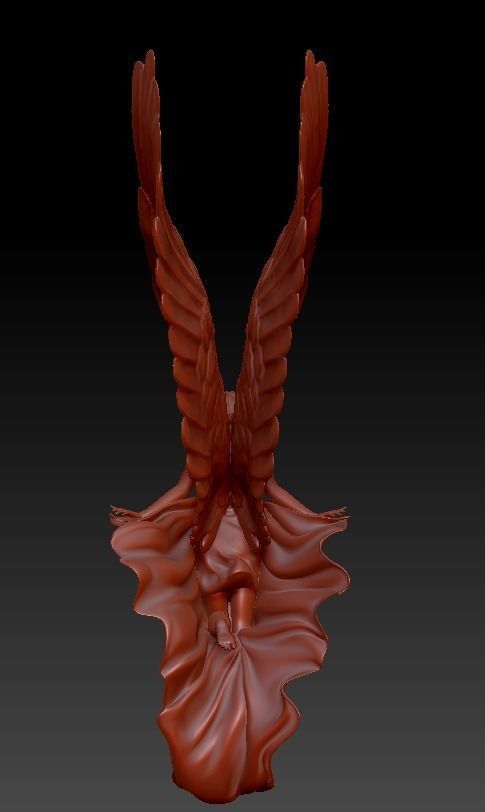 angel statue of with wings 3D print model_5